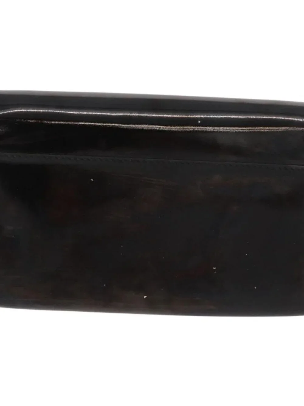 Salvatore Ferragamo Vara Ribbon Chain Bag Patent Leather Black Gold Auth bs35689